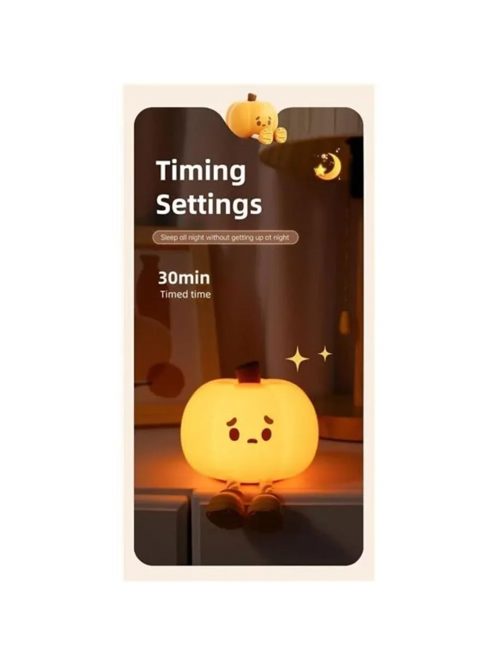 Pumpkin Night Light Halloween LED Silicone Squishy Dimmable Rechargeable Kids